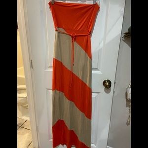 Pink Crayon long strapless dress